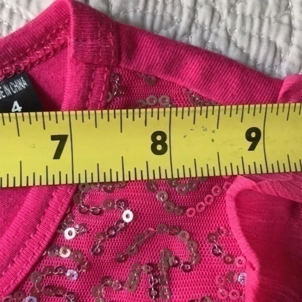 Tempted Girls Sequined Dress Size 4T Bright Pink Ruffled Bottom